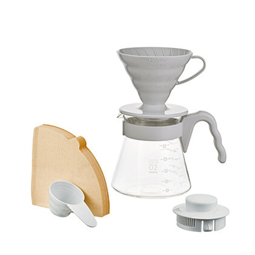 Hario V60 Sürahili Kahve Demleme Seti (Açık Gri)