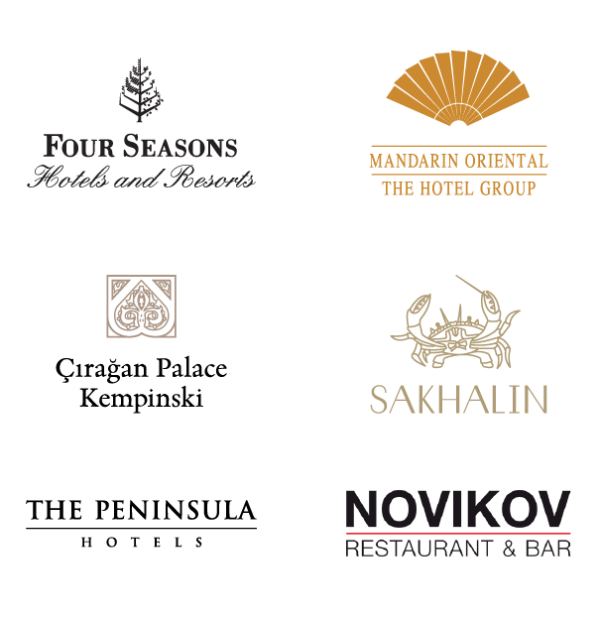 Referans markalar — Four Seasons, Mandarin Oriental, Çırağan Palace, Sakhalin, The Peninsula, Novikov
