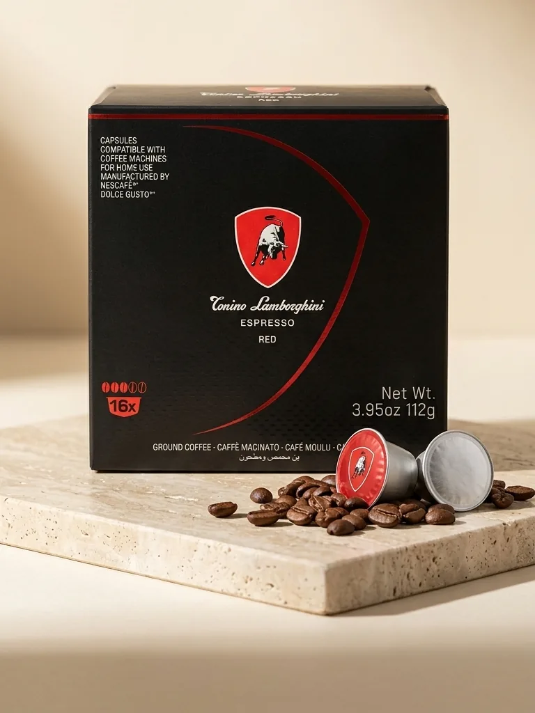 Tonino Lamborghini Nespresso uyumlu kapsül kahve kutusu ve kapsül
